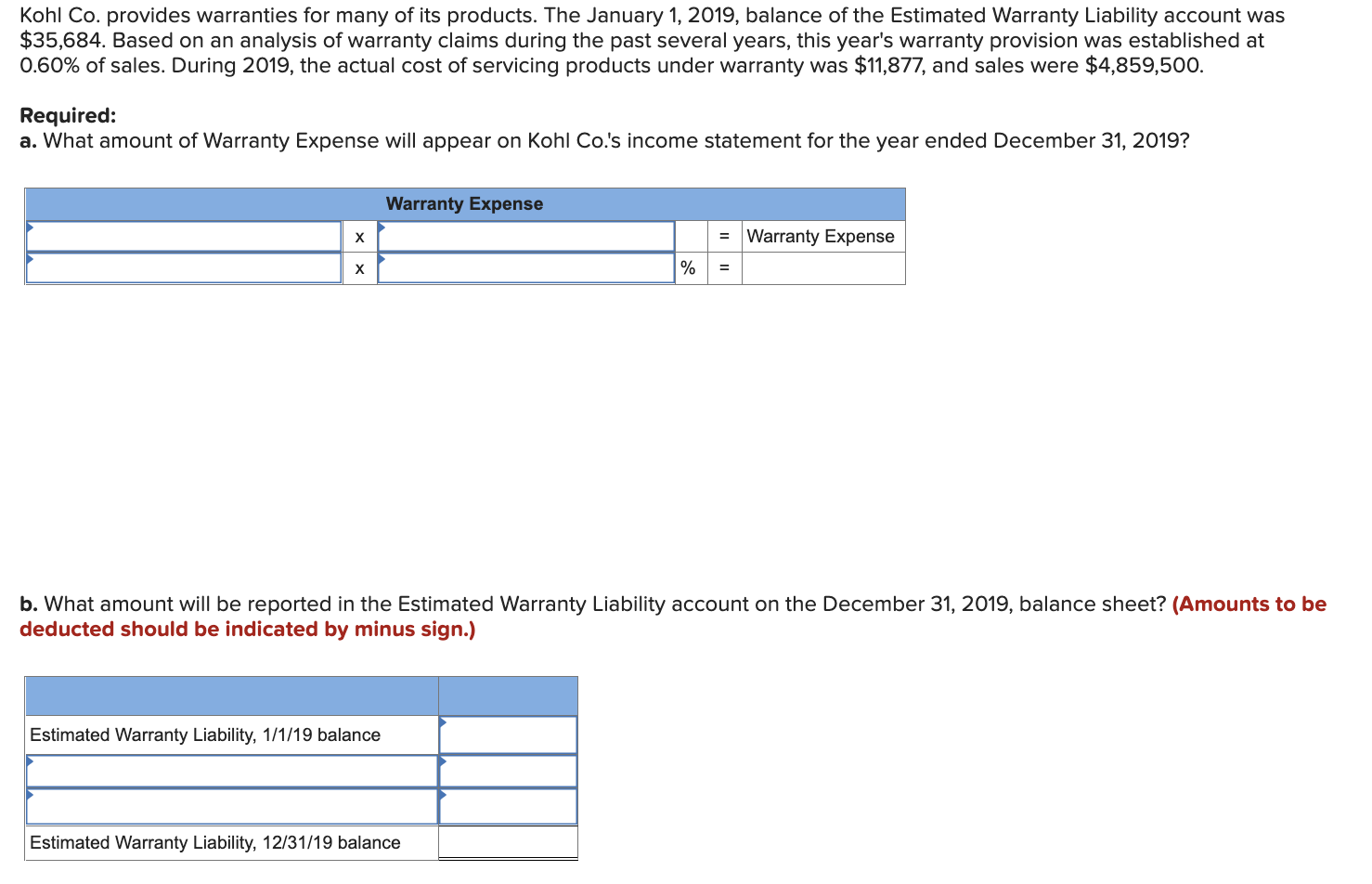 Solved Kohl Co. provides warranties for many of its