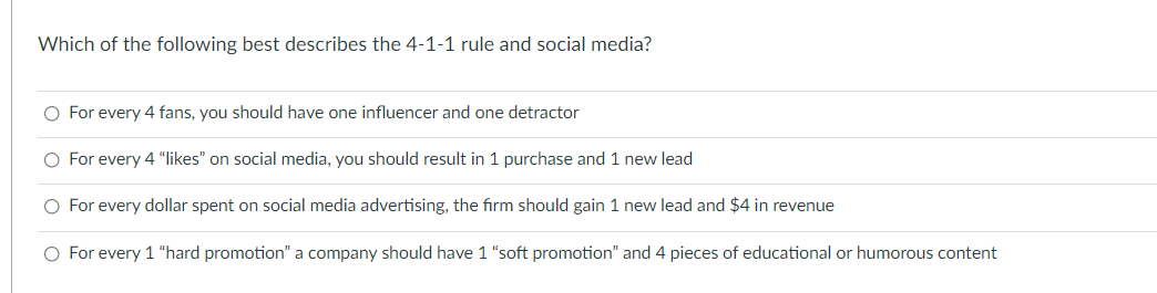 Solved Social media content from a company should make the | Chegg.com