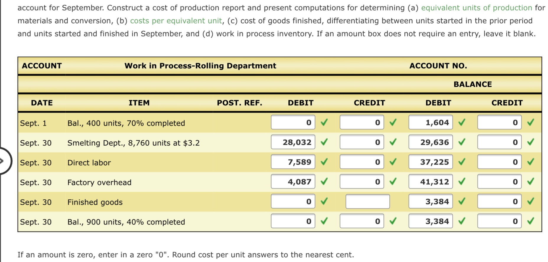 Work in Process Account Data for Two Months; Cost of