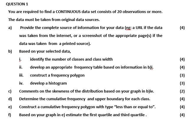 Solved QUESTION 1 You are required to find a CONTINUOUS data | Chegg.com