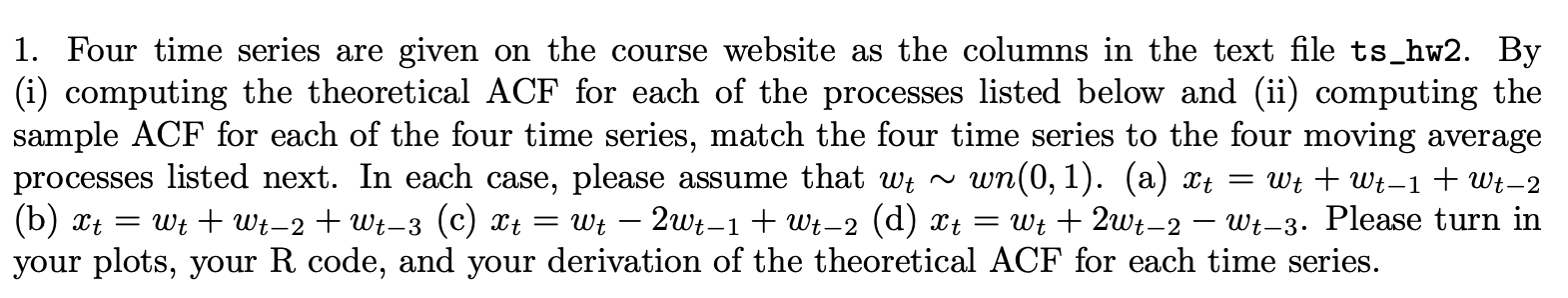 Solved Four time series are given on the course website as | Chegg.com