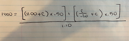 Solved 1000- [100+)x.50]. [tc) 4.50 1.10 | Chegg.com