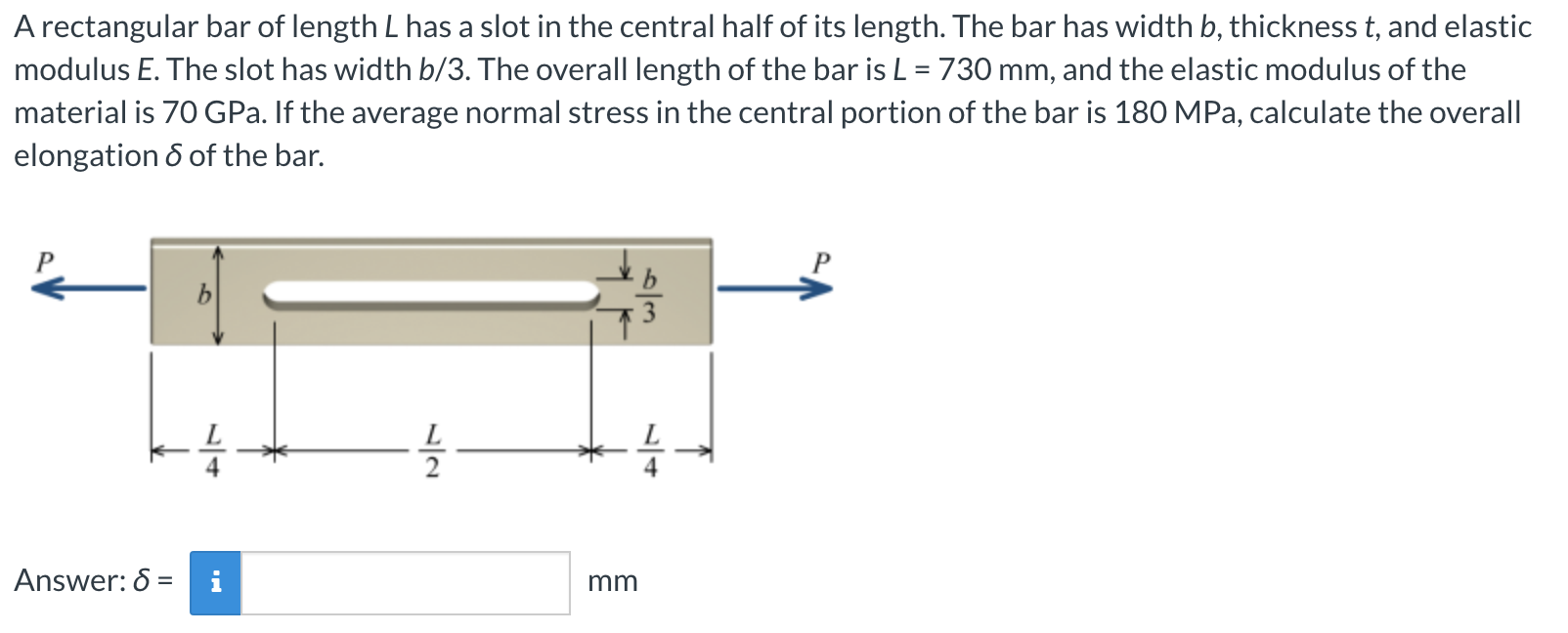 Solved A Rectangular Bar Of Length L Has A Slot In The | Chegg.com