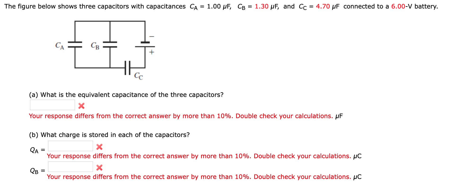 Solved The Figure Below Shows Three Capacitors With | Chegg.com