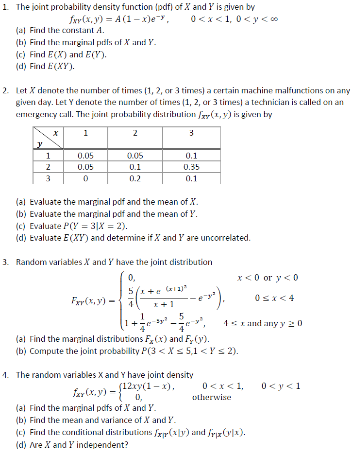 Solved 1 The Joint Probability Density Function Pdf Of Chegg Com