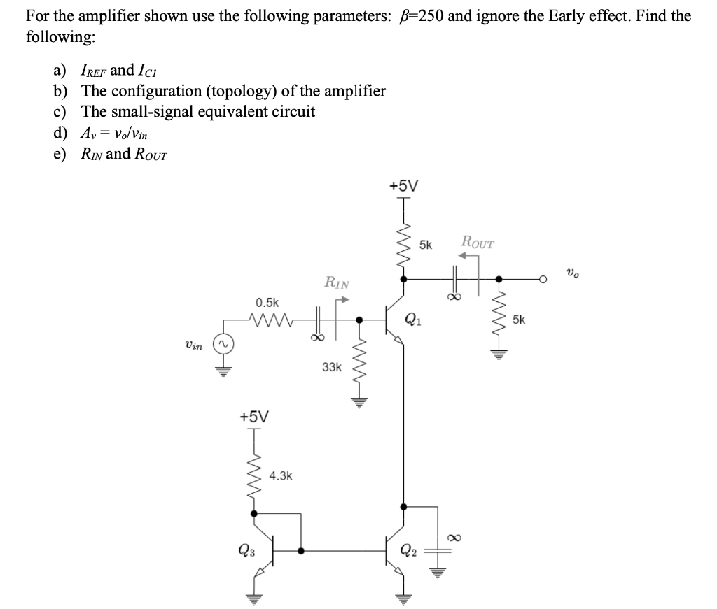 Solved For the amplifier shown use the following parameters: | Chegg.com