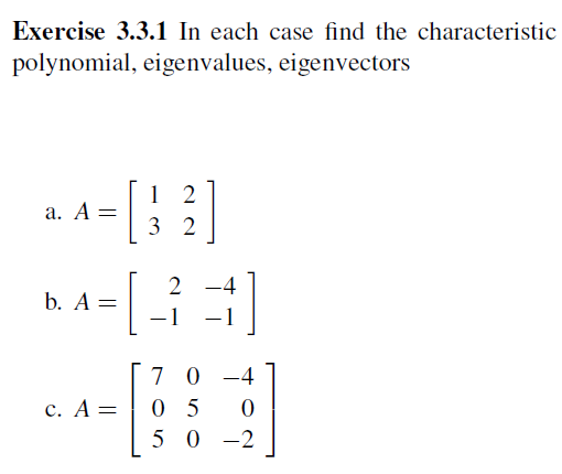 Solved In each case find the characteristic polynomial, | Chegg.com