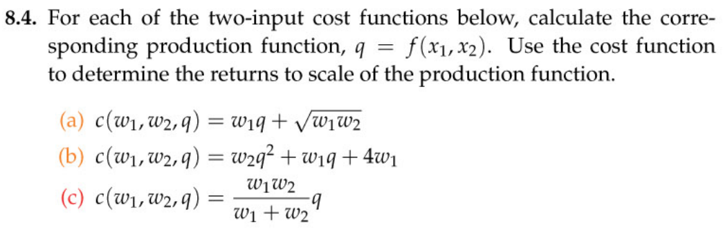 Solved 3.4. For each of the two-input cost functions below, | Chegg.com