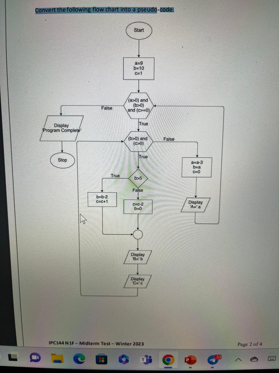 Convert the following flow chart into a pseudo-code.