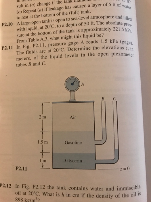 Solved A large open tank is open to sealevel atmosphere and