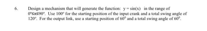 Solved 6 Design a mechanism that will generate the function: | Chegg.com