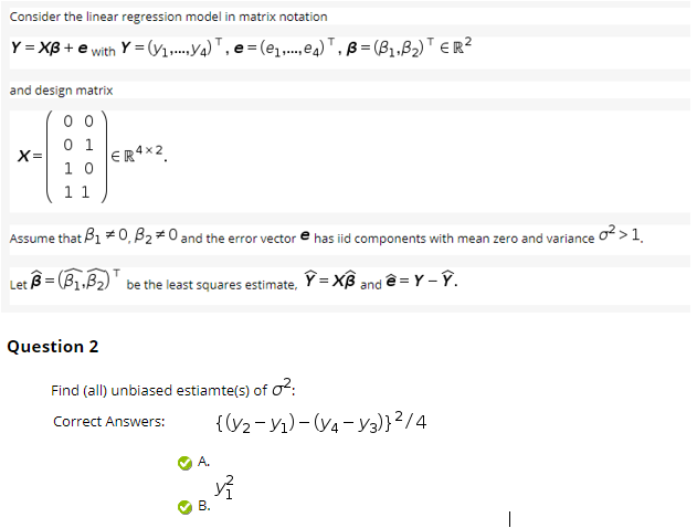 Solved Consider The Linear Regression Model In Matrix Not Chegg Com