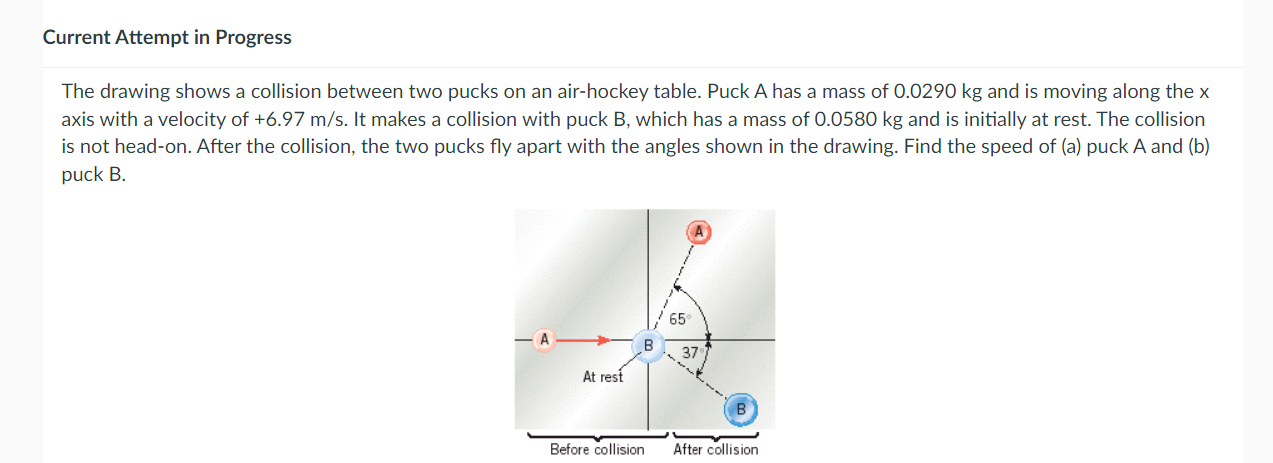 Solved The drawing shows a collision between two pucks on an Chegg com