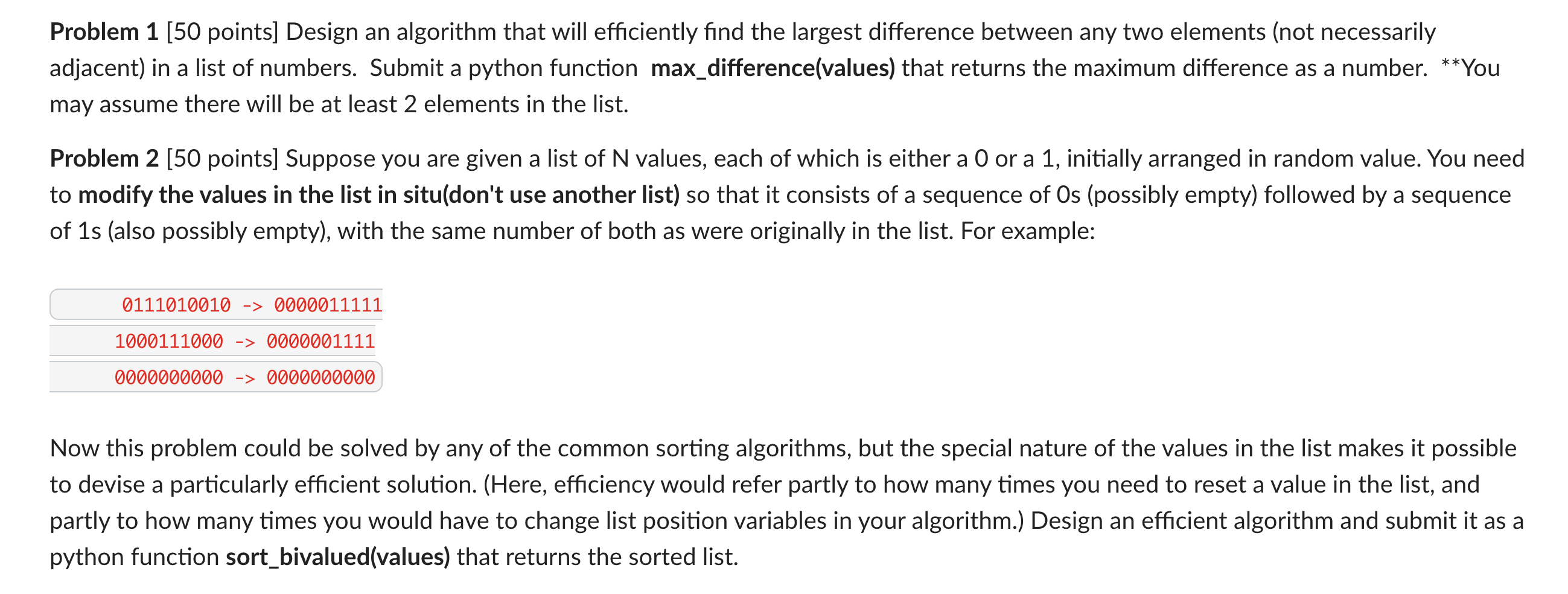 Solved Problem 1 [50 points) Design an algorithm that will | Chegg.com