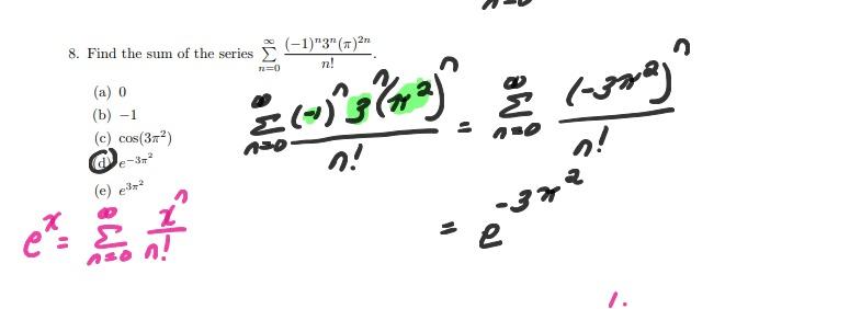 Solved 8 Find The Sum Of The Eriose ∑n 0∞n −1 3 7 π 2