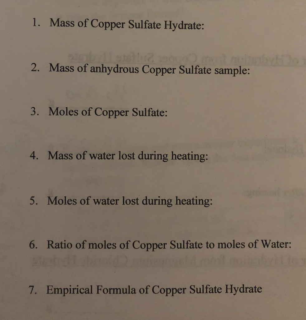 Solved 1. Mass of empty crucible 35.000 2. Mass of crucible