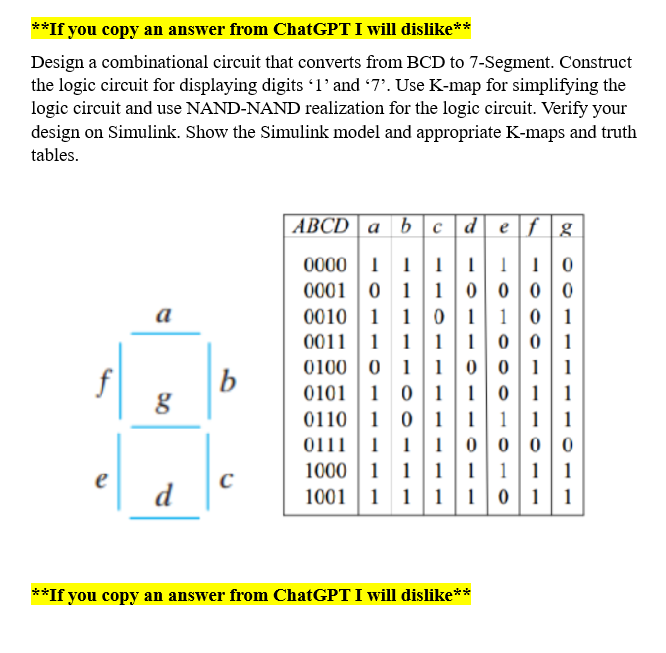 Design a combinational circuit that converts from BCD | Chegg.com