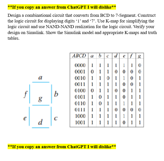 Design A Combinational Circuit That Converts From BCD | Chegg.com