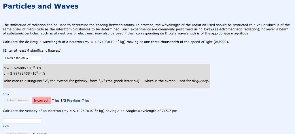 Solved The diffraction of radiation can be used to determine | Chegg.com