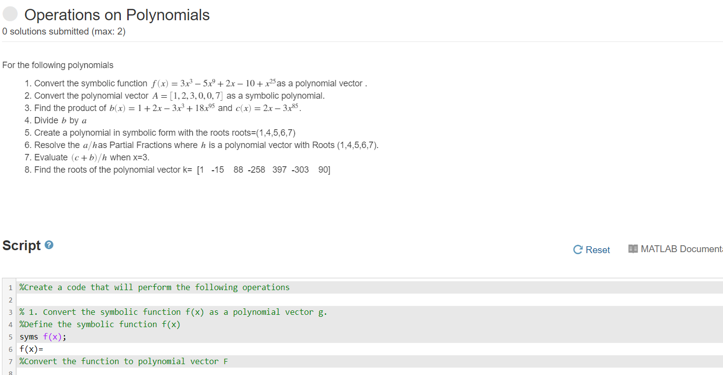 Solved Operations on Polynomials O solutions submitted (max: | Chegg.com