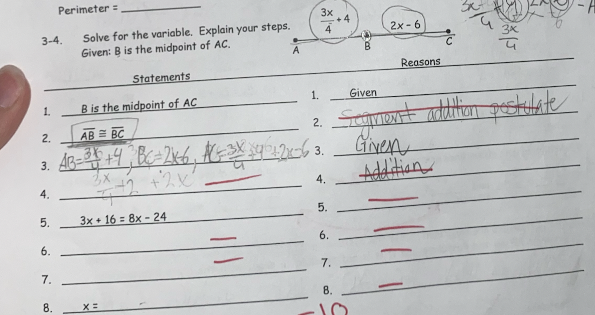 Solved 3-4. Solve for the variable. Explain your steps. 2. | Chegg.com
