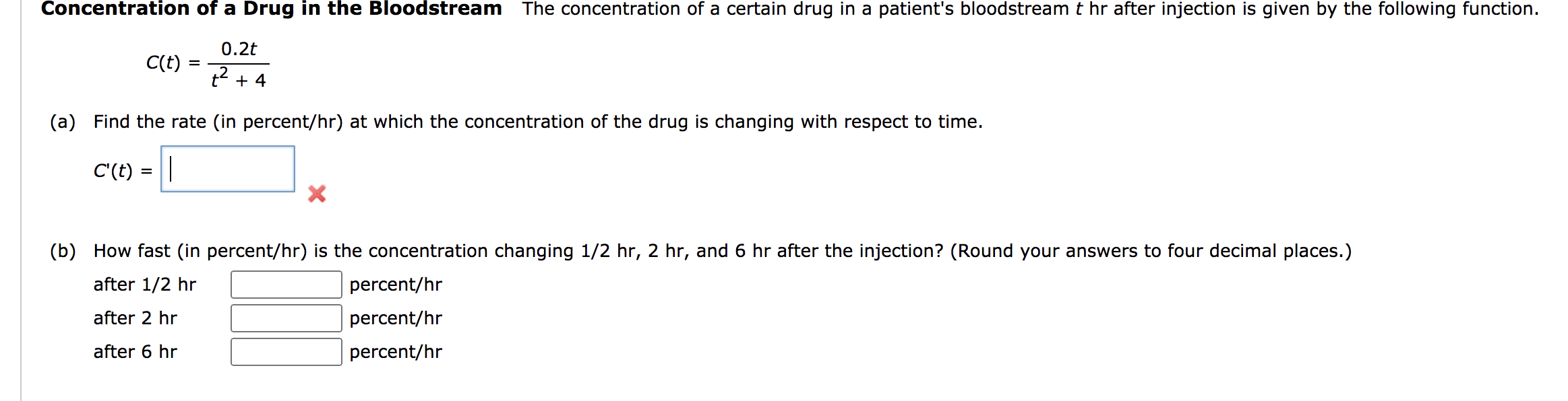 Solved Concentration of a Drug in the Bloodstream The | Chegg.com
