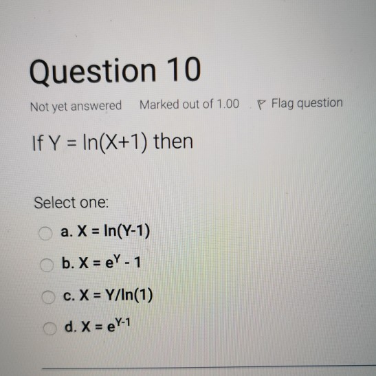 Solved Question 10 Not yet answered Marked out of 1.00 P | Chegg.com