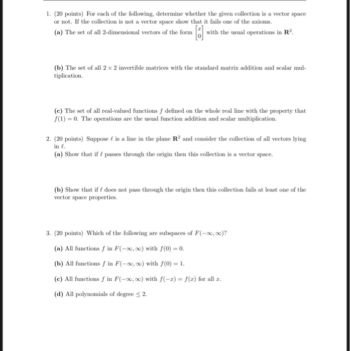 Solved 1. (20 points) For each of the following, determine | Chegg.com