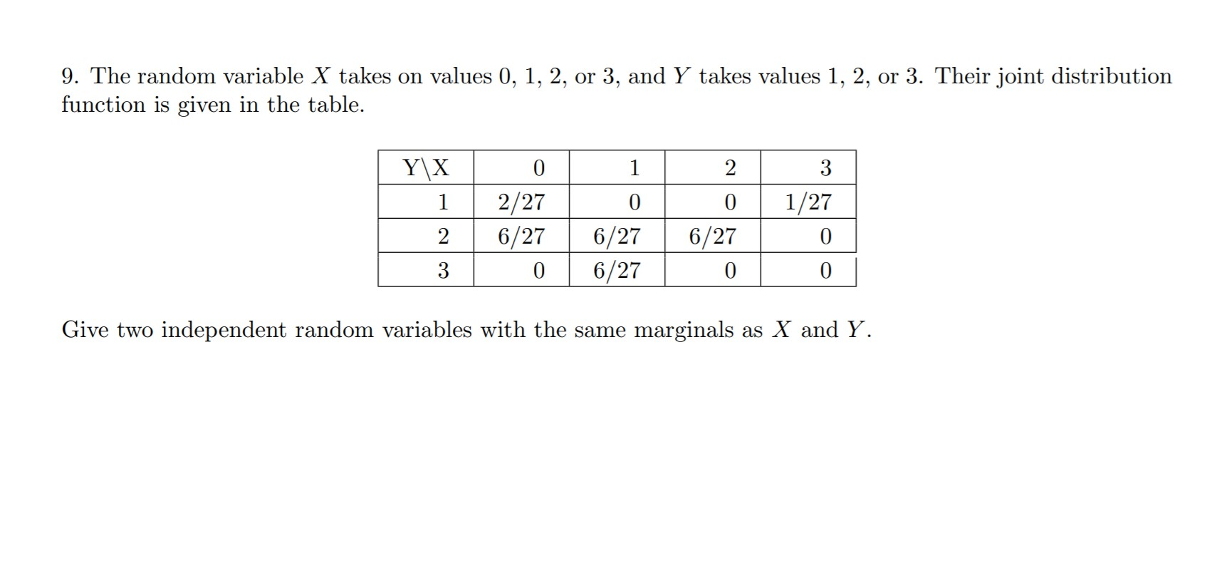 Solved 9. The random variable X takes on values 0, 1, 2, or | Chegg.com