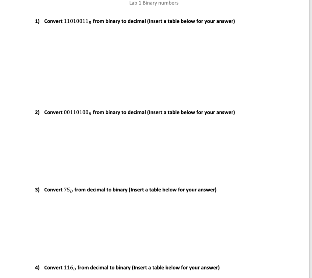 Solved 1) Convert 11010011B from binary to decimal (Insert a | Chegg.com