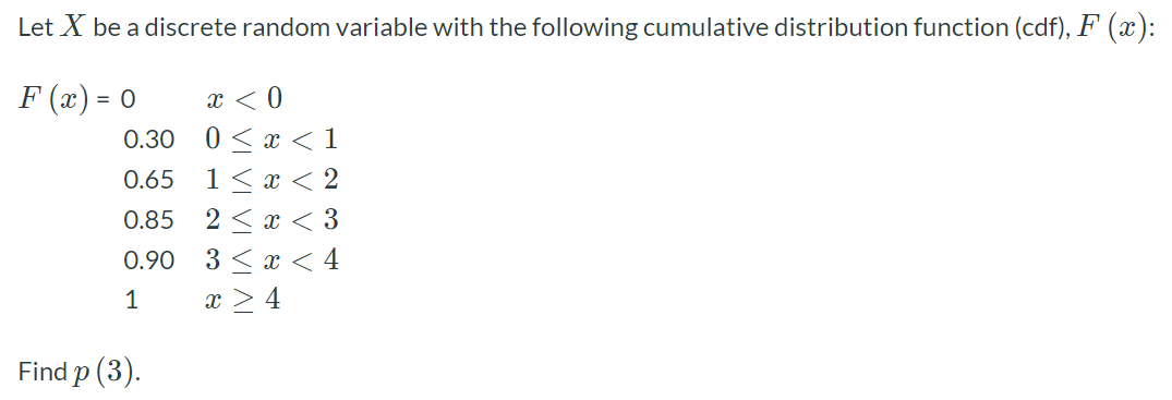 Solved Let X be a discrete random variable with the | Chegg.com