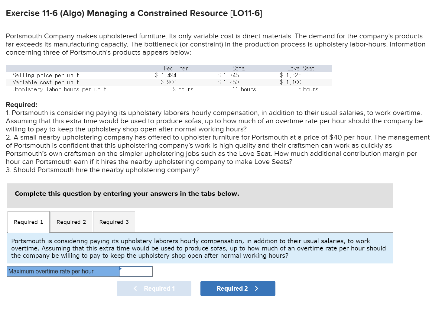 Solved Portsmouth Company makes upholstered furniture. Its