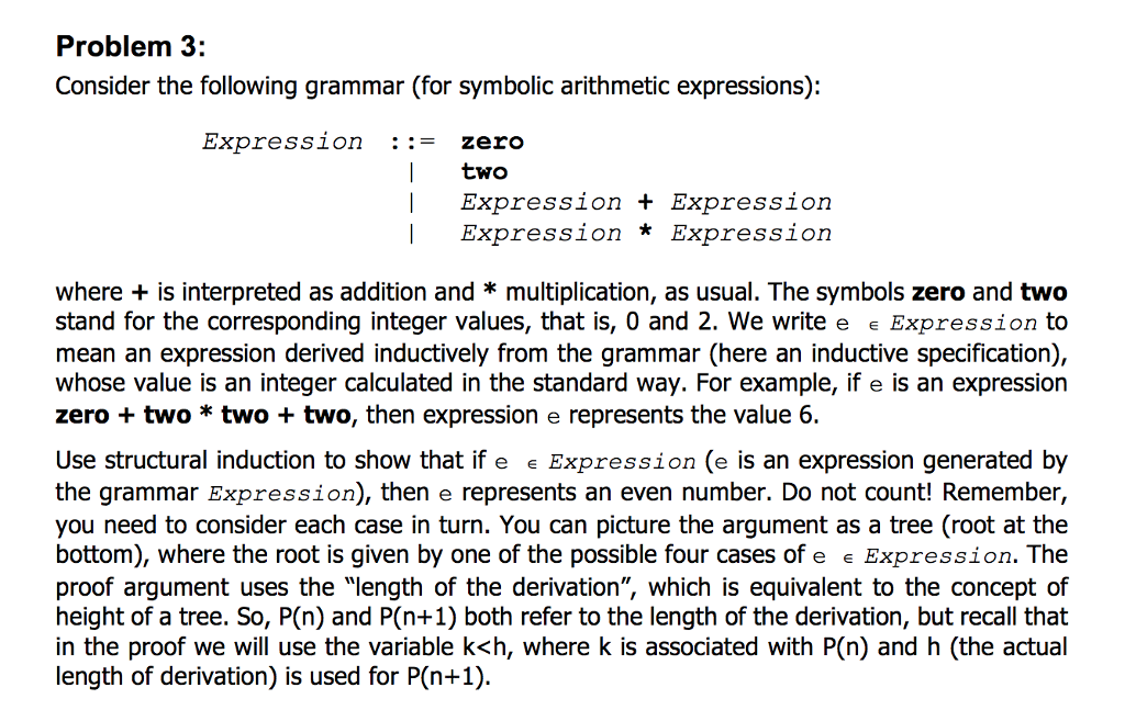 Solved Problem 3: Consider the following grammar (for | Chegg.com