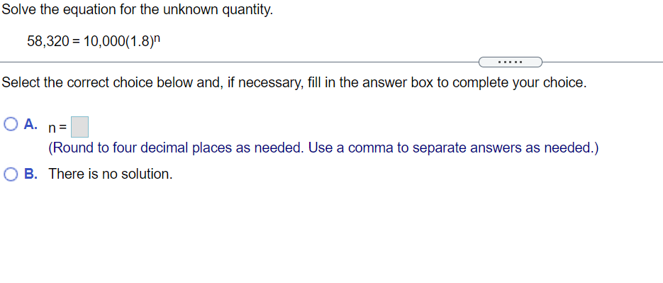 Solved Solve the equation for the unknown quantity. 58,320 = | Chegg.com