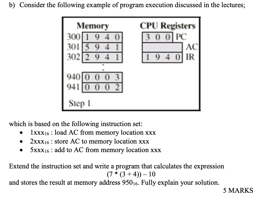 Solved b) Consider the following example of program | Chegg.com