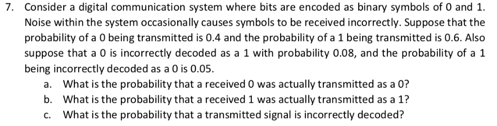 Solved 7. Consider a digital communication system where bits | Chegg.com