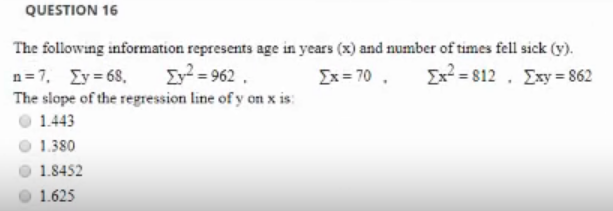 Solved QUESTION 16 The following information represents age | Chegg.com