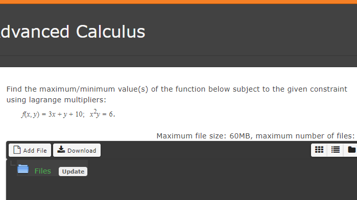 Solved dvanced Calculus Find the maximum/minimum value(s) of | Chegg.com