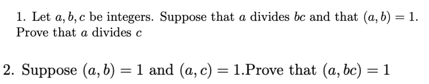 Solved 1. Let a,b,c be integers. Suppose that a divides bc | Chegg.com