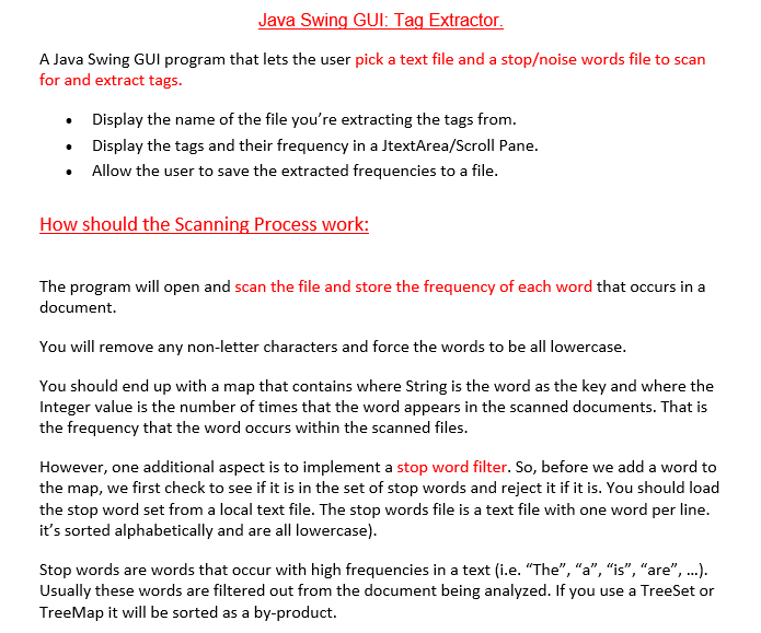 Java Swing GUI Tag Extractor. A Java Swing GUI