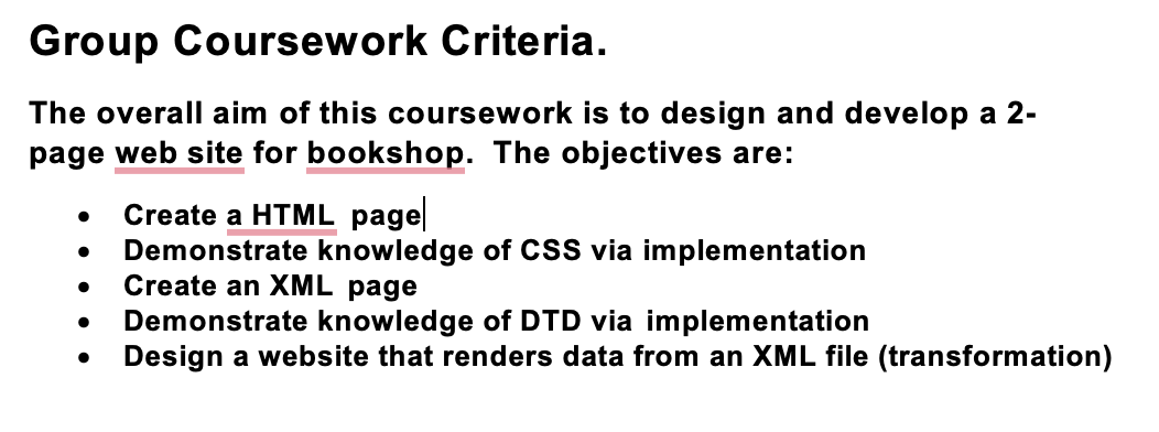 Solved Group Coursework Criteria. The overall aim of this | Chegg.com