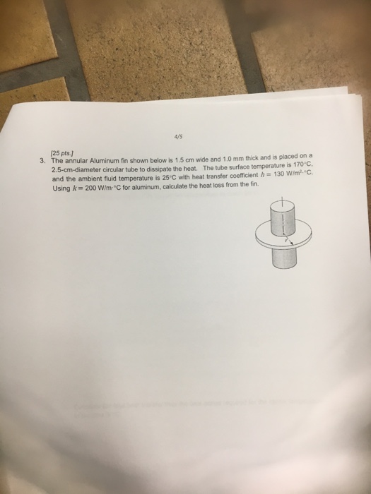 Solved Pts J The Annular Aluminum Fin Shown Below Is Chegg Com