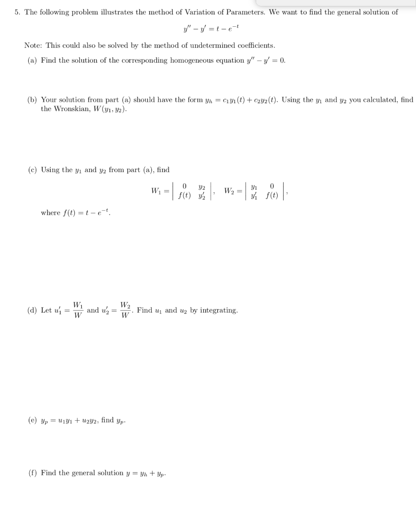 Solved 5. The following problem illustrates the method of | Chegg.com