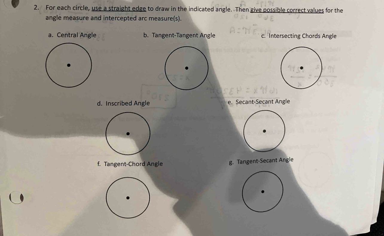 Solved 2. For each circle, use a straight edge to draw in