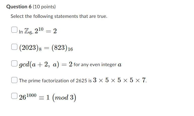 Solved Select the following statements that are true. | Chegg.com