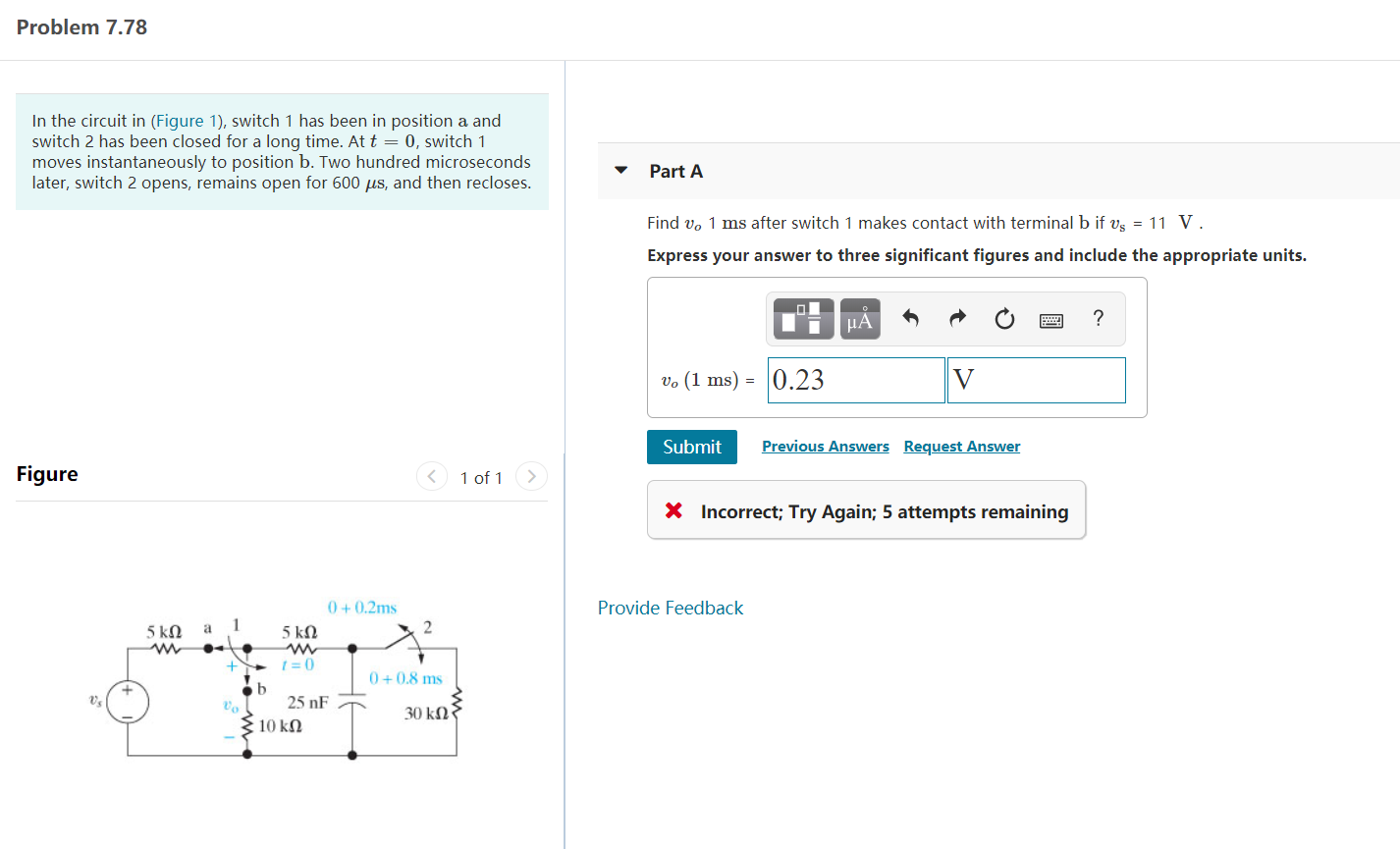 Solved Problem 7.78 In the circuit in (Figure 1), switch 1 | Chegg.com