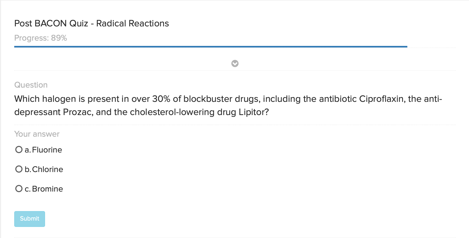 Solved Post BACON Quiz Radical Reactions Progress 89