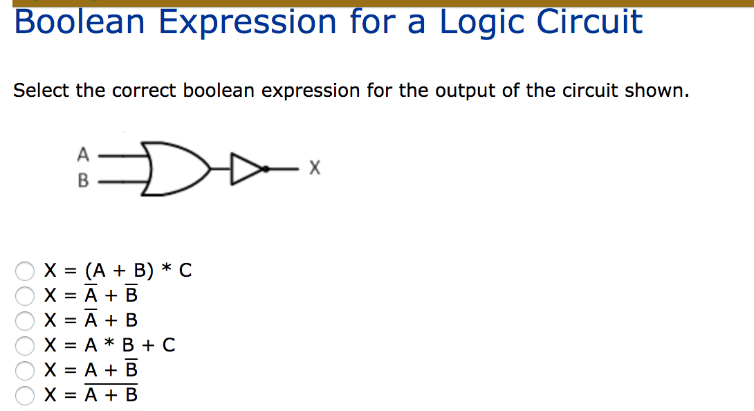 Solved Boolean Expression For A Logic Circuit Select The | Chegg.com