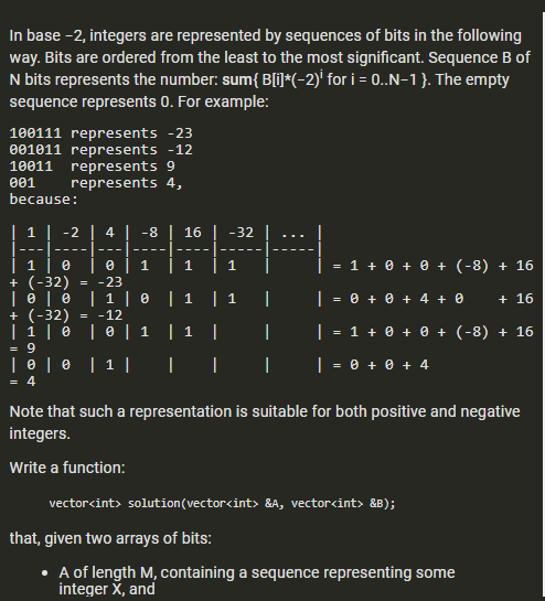Solved In base -2, integers are represented by sequences of | Chegg.com