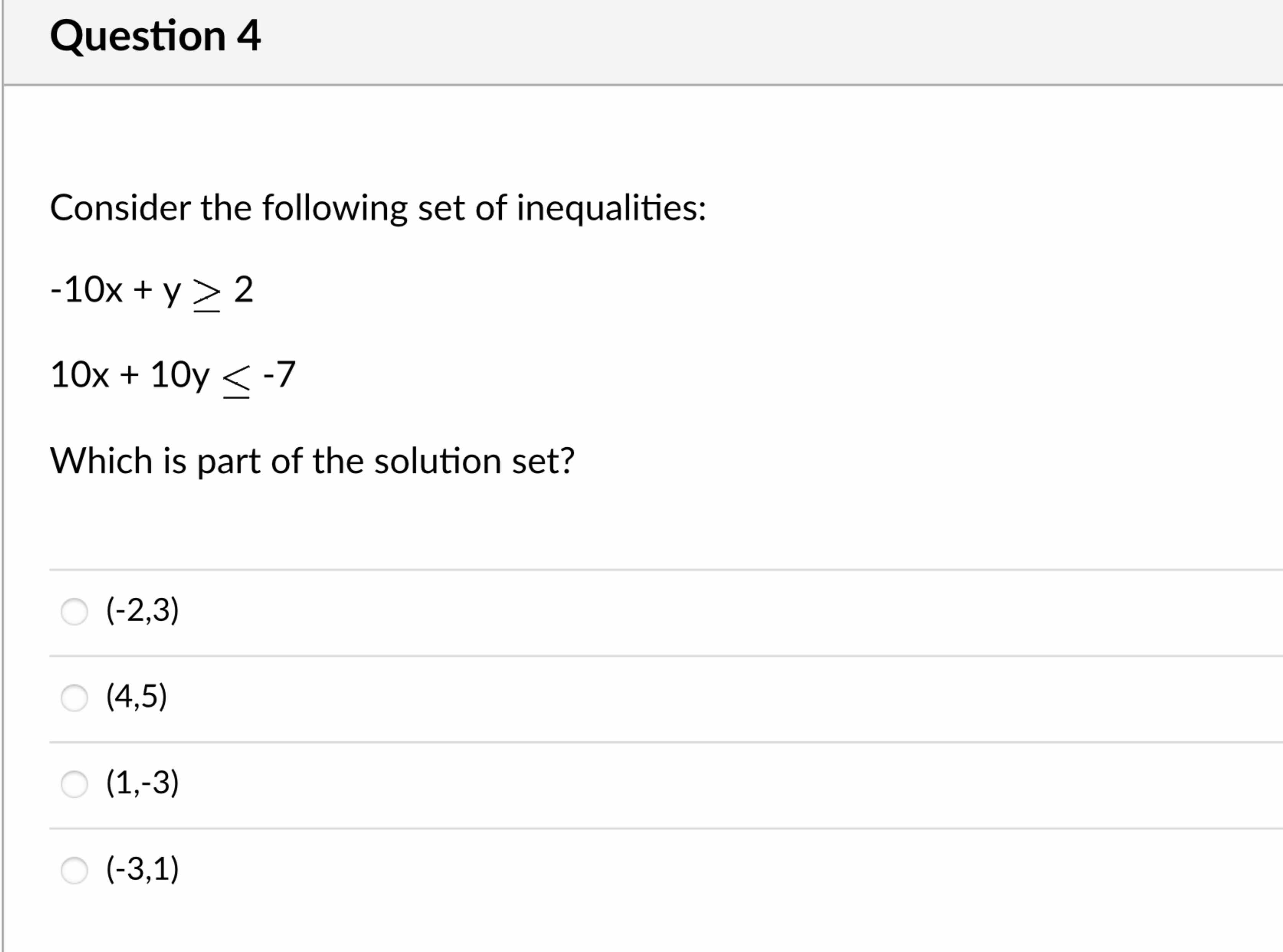 Solved Question 4Consider The Following Set Of | Chegg.com